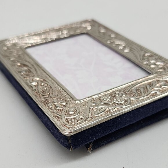 Ornate Silver Plate Miniature Picture Frame With Floral Design 1.5"x2" - Picture 6 of 10